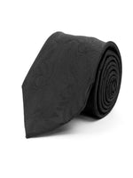 Load image into Gallery viewer, Men&#39;s Paisley Microfiber Poly Woven Wedding Neck Tie Neck Tie TheDapperTie Black Regular 

