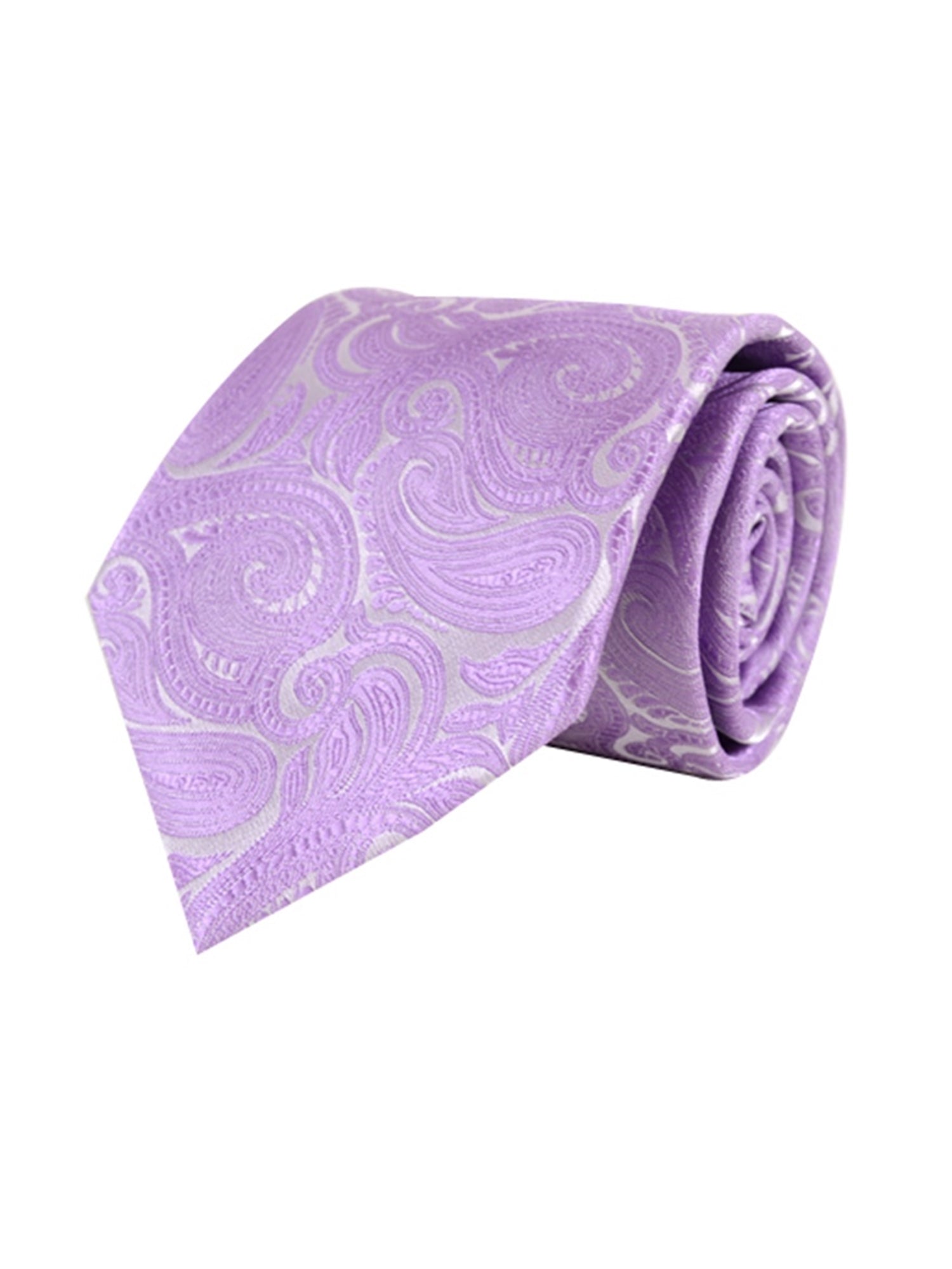 Men's Paisley Microfiber Poly Woven Wedding Neck Tie Neck Tie TheDapperTie Lavender Regular 
