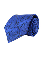 Load image into Gallery viewer, Men&#39;s Paisley Microfiber Poly Woven Wedding Neck Tie Neck Tie TheDapperTie Royal Blue Regular 
