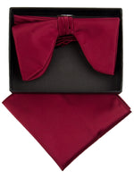 Load image into Gallery viewer, Men&#39;s Edwardian Wedding PreTied Tuxedo Bow Tie Adjustable Length W/Hanky Men&#39;s Solid Color Bow Tie TheDapperTie Burgundy One Size 
