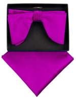 Load image into Gallery viewer, Men&#39;s Edwardian Wedding PreTied Tuxedo Bow Tie Adjustable Length W/Hanky Men&#39;s Solid Color Bow Tie TheDapperTie Purple One Size 
