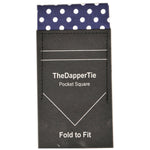 Load image into Gallery viewer, New Men&#39;s Polka Dots 100% Cotton Flat Pre Folded Pocket Square on Card - TheDapperTie Prefolded Pocket Squares TheDapperTie Navy &amp; White  
