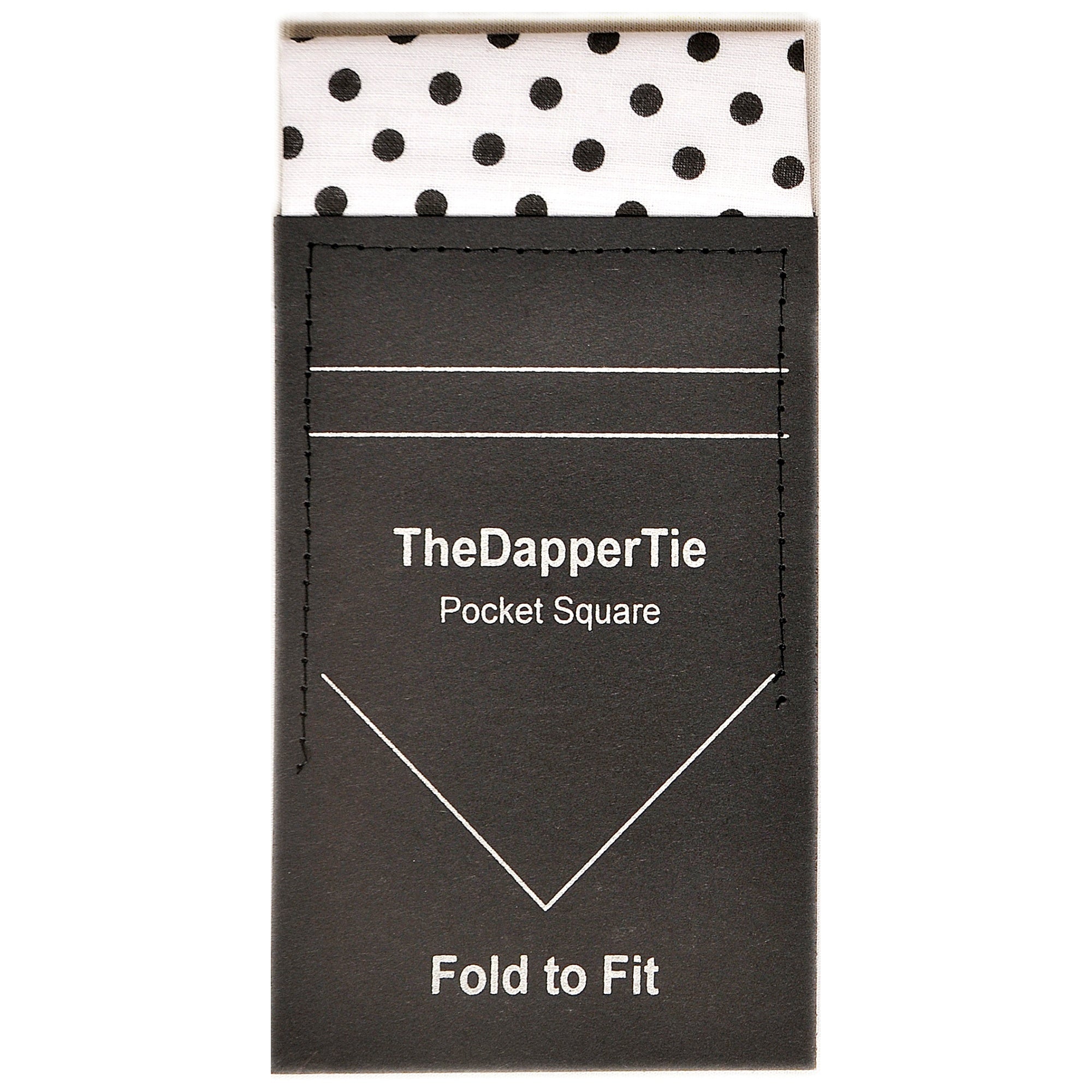 New Men's Polka Dots 100% Cotton Flat Pre Folded Pocket Square on Card - TheDapperTie Prefolded Pocket Squares TheDapperTie White & Black  