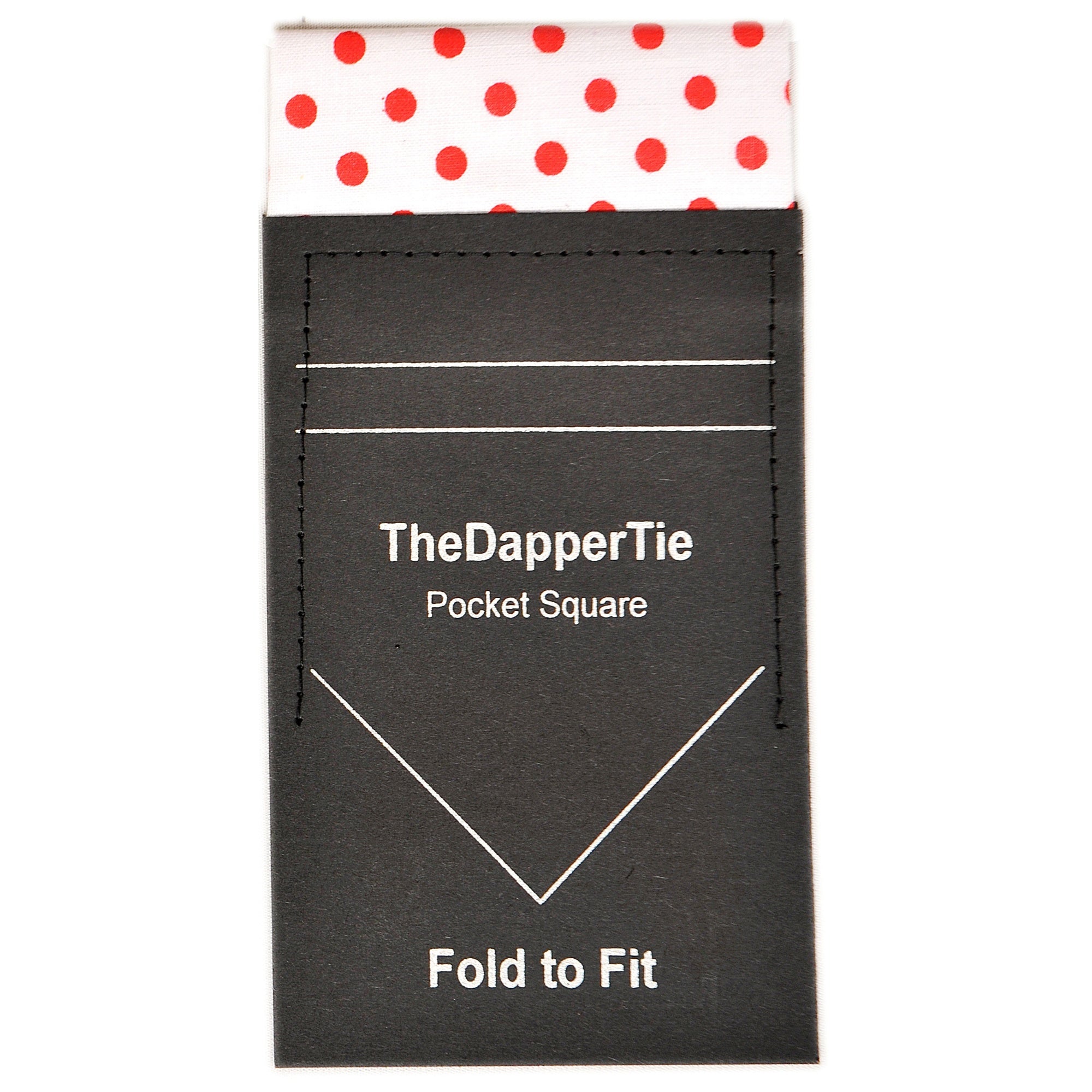 New Men's Polka Dots 100% Cotton Flat Pre Folded Pocket Square on Card - TheDapperTie Prefolded Pocket Squares TheDapperTie White & Red  