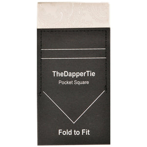 TheDapperTie - New Men's Paisley Flat Pre Folded Pocket Square on Card Prefolded Pocket Squares TheDapperTie Champagne Regular 
