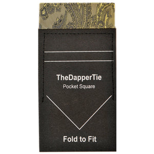 TheDapperTie - New Men's Paisley Flat Pre Folded Pocket Square on Card Prefolded Pocket Squares TheDapperTie Gold & Navy Blue Regular 
