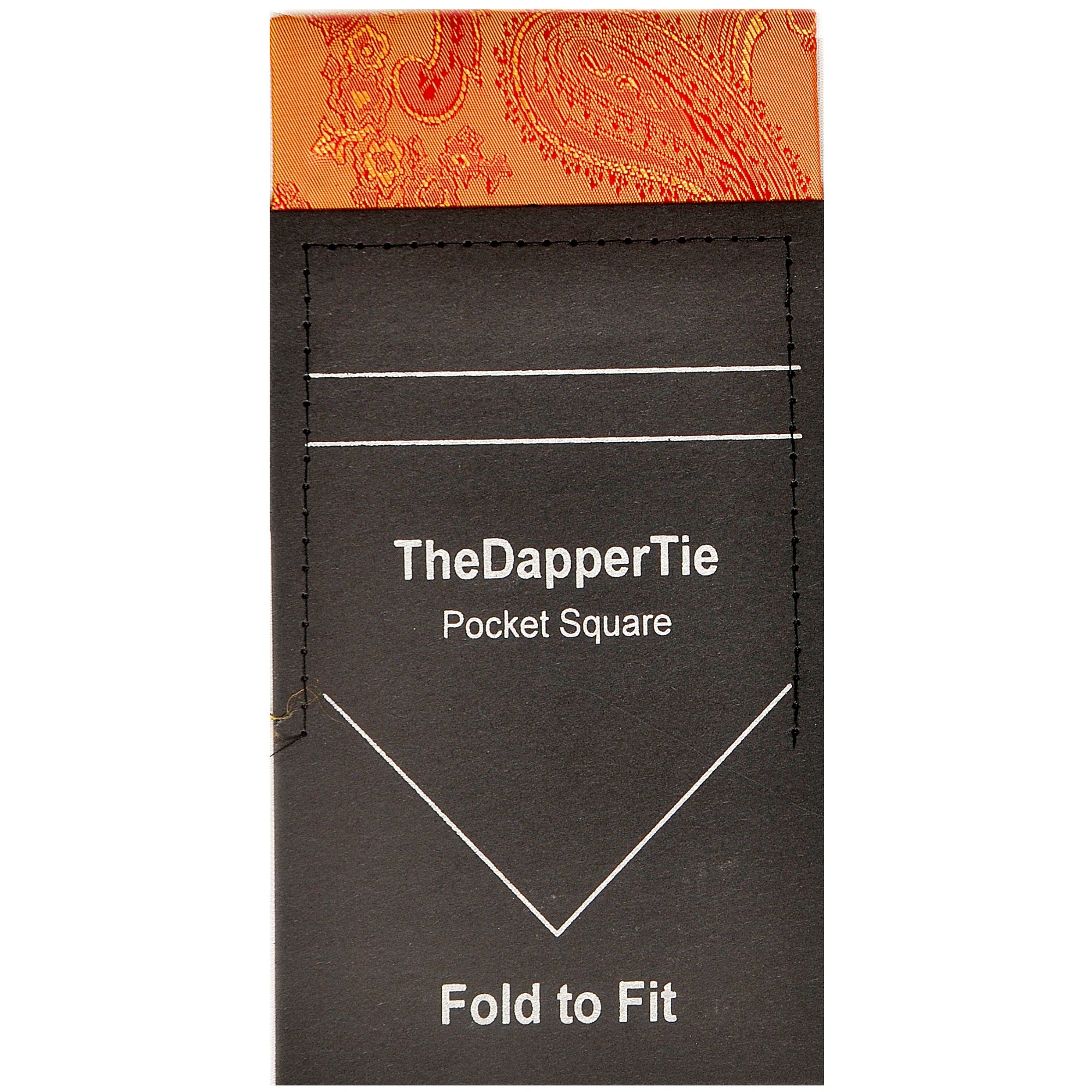 TheDapperTie - New Men's Paisley Flat Pre Folded Pocket Square on Card Prefolded Pocket Squares TheDapperTie Orange & Gold Regular 