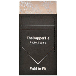 TheDapperTie - New Men's Paisley Flat Pre Folded Pocket Square on Card Prefolded Pocket Squares TheDapperTie Tan & Silver Grey Regular 