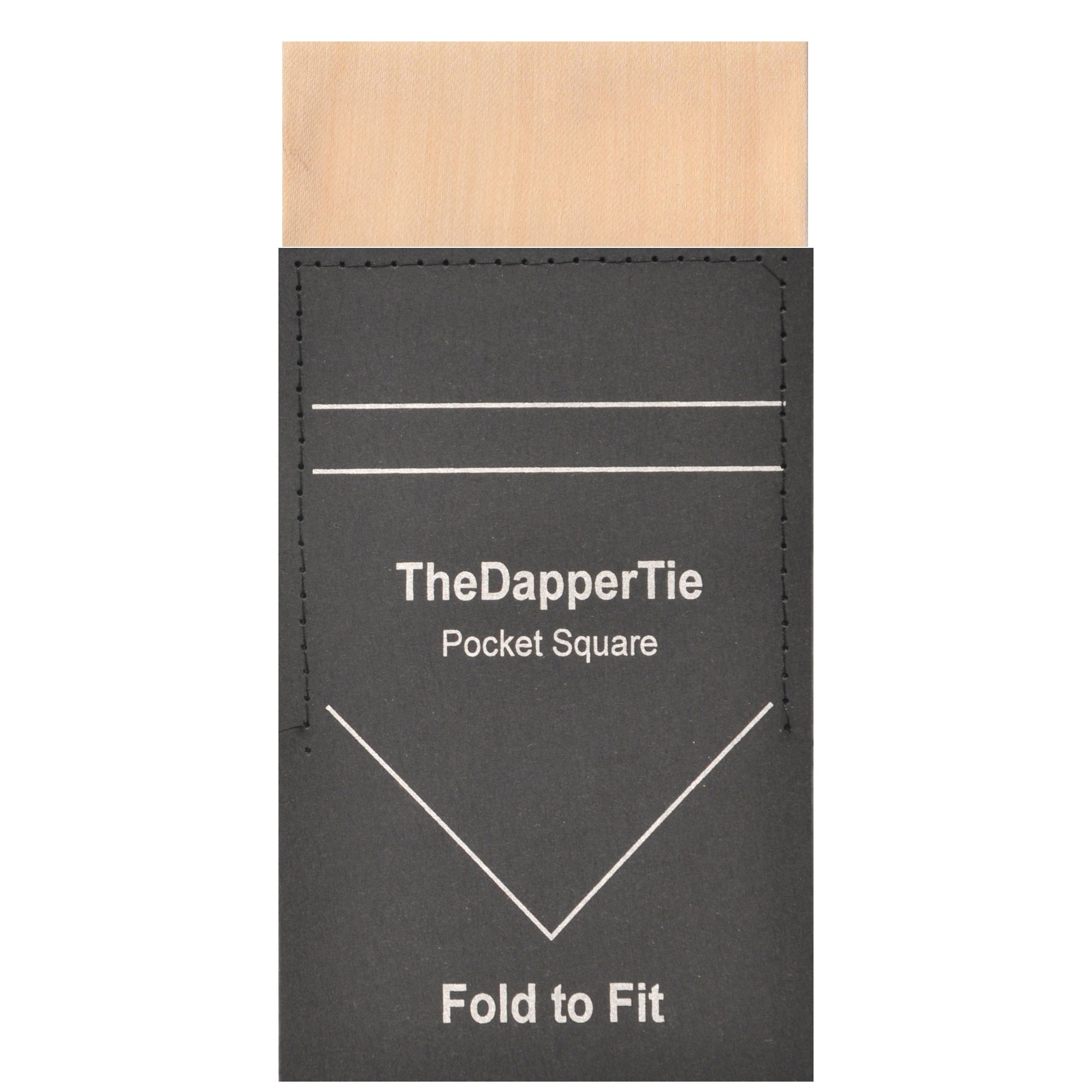 TheDapperTie - Men's Solid Color Satin Flat Pre Folded Pocket Square on Card Prefolded Pocket Squares TheDapperTie Cream Regular 