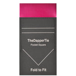 Load image into Gallery viewer, TheDapperTie - Men&#39;s Solid Color Satin Flat Pre Folded Pocket Square on Card Prefolded Pocket Squares TheDapperTie Fuchsia Regular 
