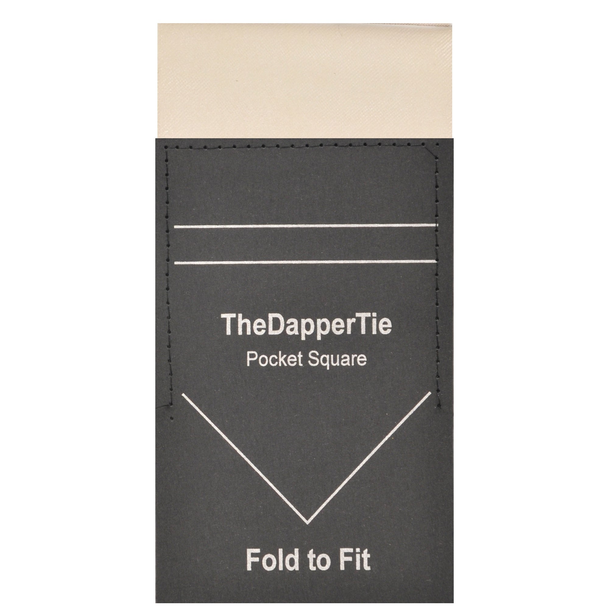TheDapperTie - Men's Solid Color Satin Flat Pre Folded Pocket Square on Card Prefolded Pocket Squares TheDapperTie Ivory Regular 