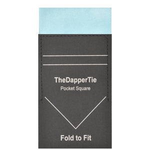 TheDapperTie - Men's Solid Color Satin Flat Pre Folded Pocket Square on Card Prefolded Pocket Squares TheDapperTie Light Blue Regular 