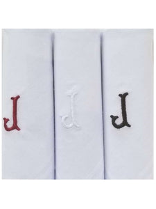 Men's Cotton Monogrammed Handkerchiefs Initial Letter Hanky Handkerchiefs TheDapperTie White J 2 x 3 Pack  