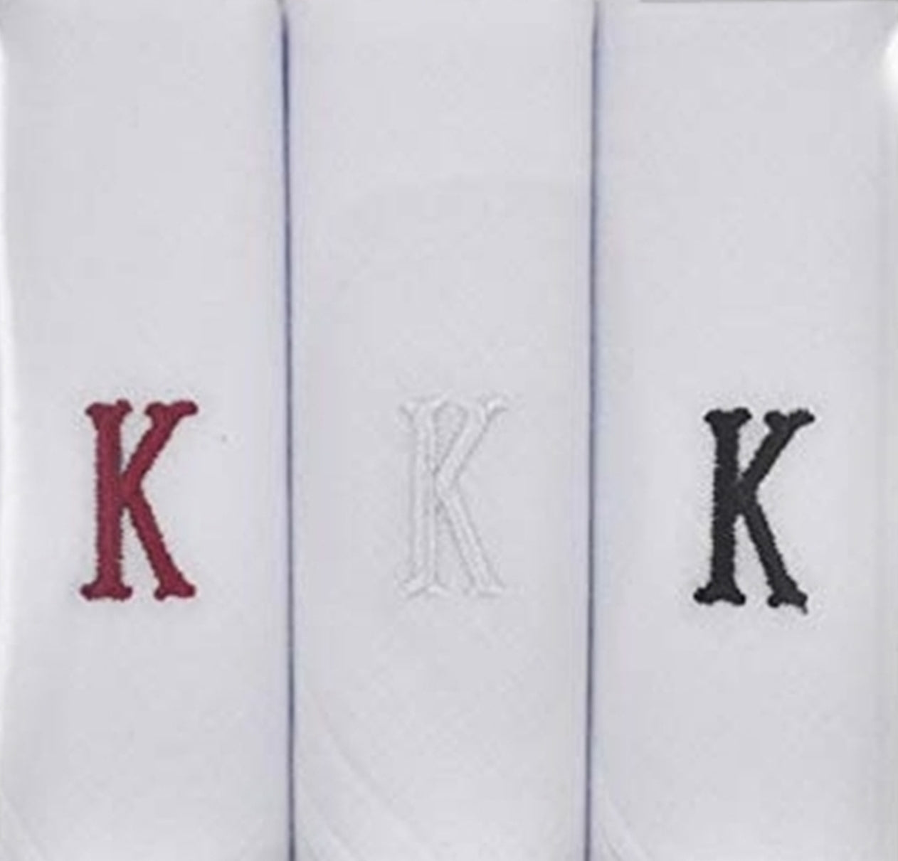Men's Cotton Monogrammed Handkerchiefs Initial Letter Hanky Handkerchiefs TheDapperTie White K 2 x 3 Pack  