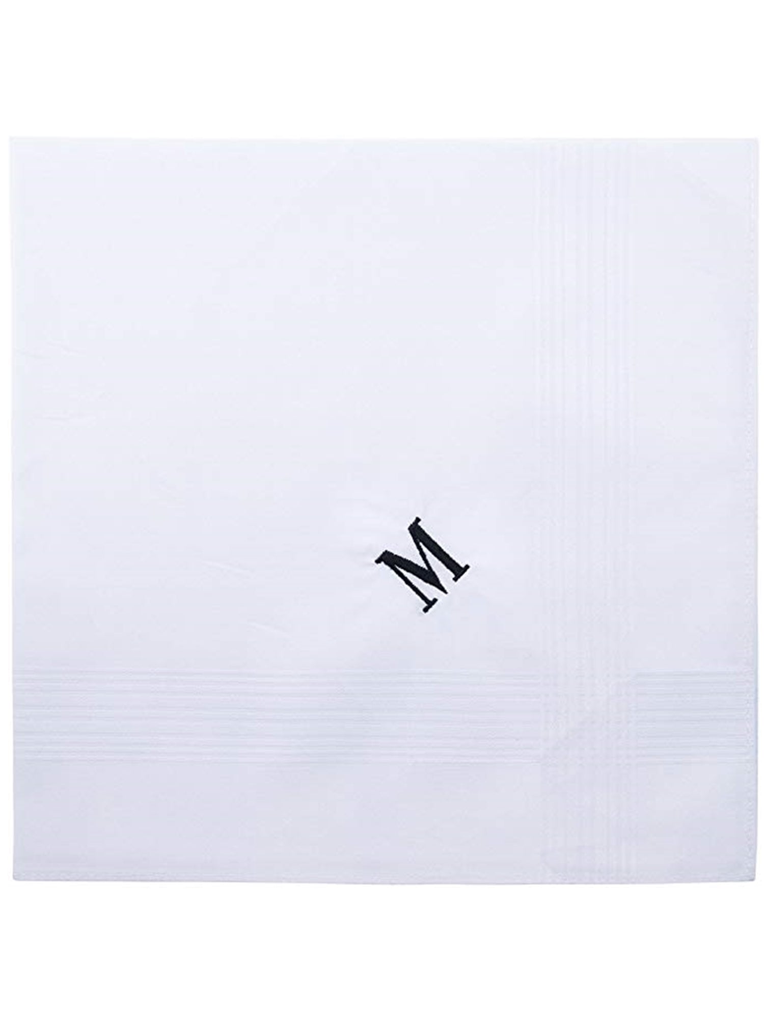 Men's Cotton Monogrammed Handkerchiefs Initial Letter Hanky Handkerchiefs TheDapperTie White M 2 x 3 Pack  