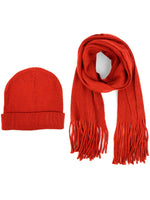 Load image into Gallery viewer, Men&#39;s Acrylic Knit Scarf and Hat Set Winter Set Umo Lorenzo Red One Size 
