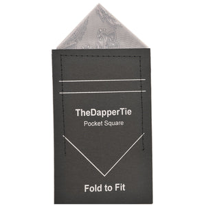 New Men's Paisley Satin Triangle Pre Folded Pocket Square on Card Prefolded Pocket Squares TheDapperTie Light Grey Regular 