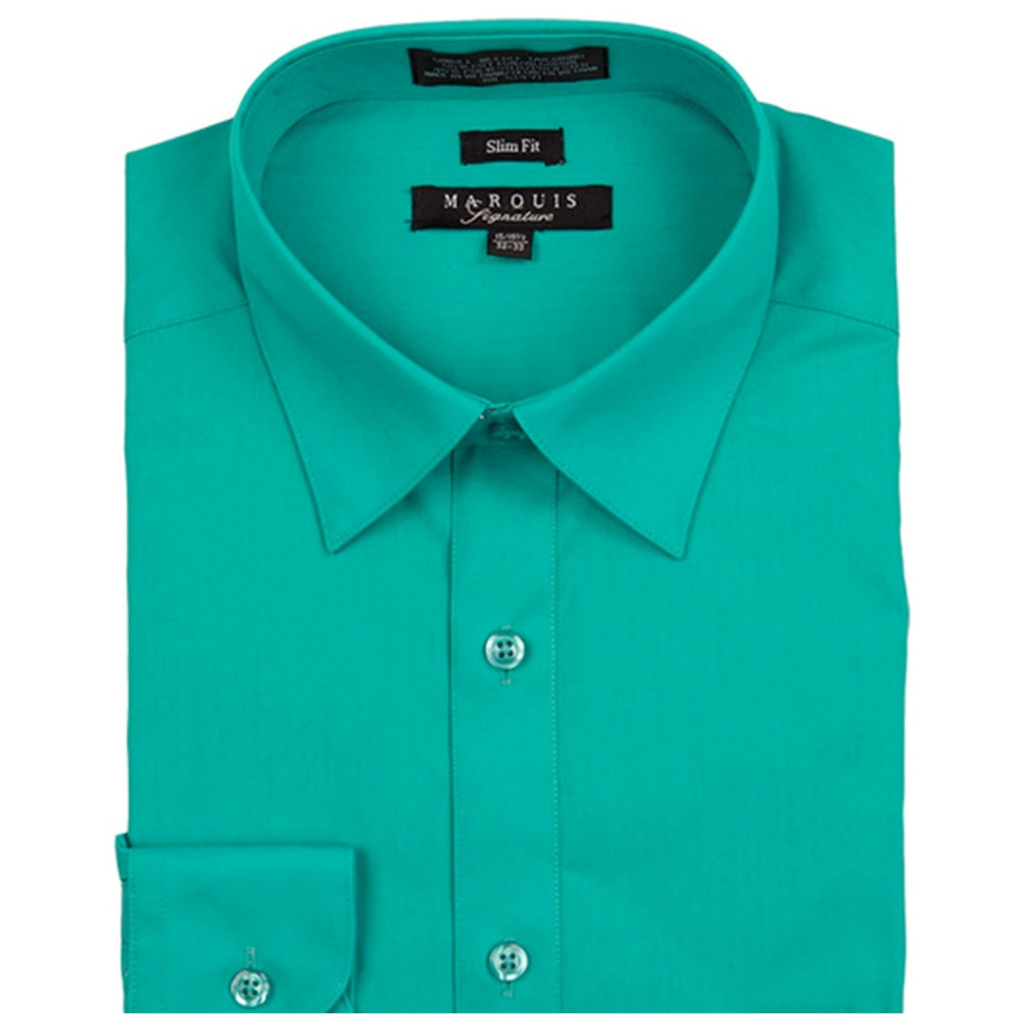 Marquis Men's Long Sleeve Slim Fit Dress Shirt Slim Fit Dress Shirt Marquis Emerald 14.5 Neck 32/33 Sleeve 