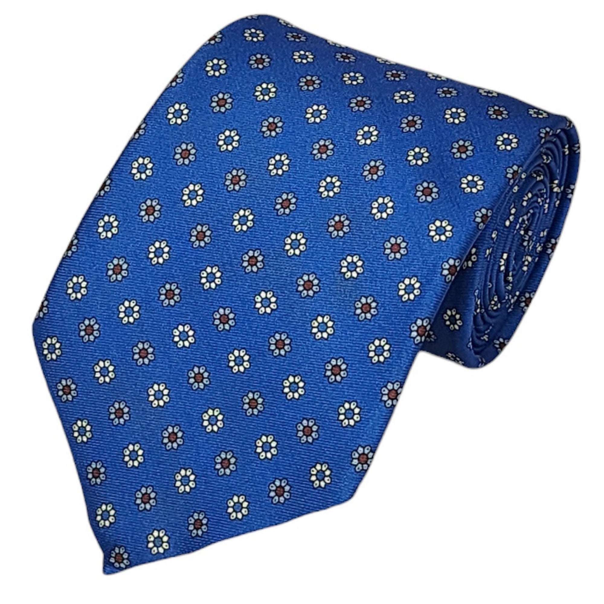 TheDapperTie Men's Geometric Printed Design 100% Micro Fiber 3.25" W x 58" L Necktie Neck Tie TheDapperTie Royal Blue, Gray, Burgundy