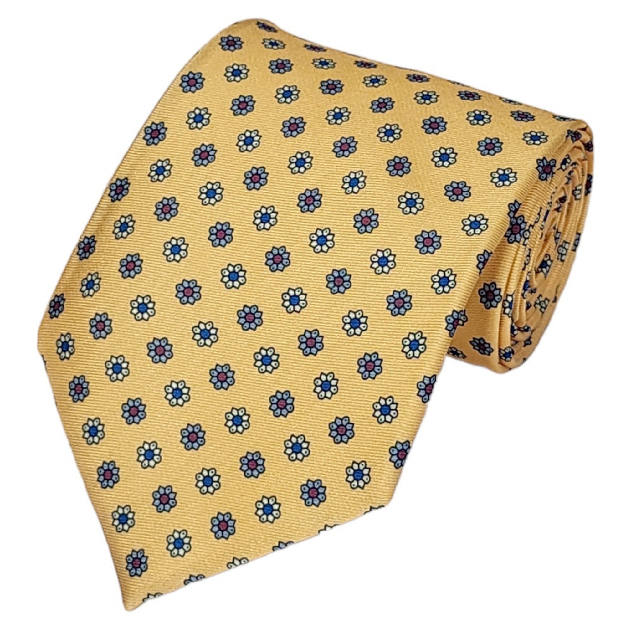 TheDapperTie Men's Geometric Printed Design 100% Micro Fiber 3.25" W x 58" L Necktie Neck Tie TheDapperTie Yellow, Gray And Dark Red