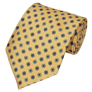 TheDapperTie Men's Geometric Printed Design 100% Micro Fiber 3.25" W x 58" L Necktie Neck Tie TheDapperTie Yellow, Gray And Dark Red