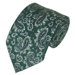 Load image into Gallery viewer, TheDapperTie Men&#39;s Paisley Printed Design 100% Micro Fiber 3.25&quot; W x 58&quot; L Necktie Neck Tie TheDapperTie Forest Green And Black
