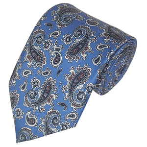 TheDapperTie Men's Paisley Printed Design 100% Micro Fiber 3.25" W x 58" L Necktie Neck Tie TheDapperTie Steel Blue And Black