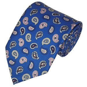 TheDapperTie Men's Paisley Printed Design 100% Micro Fiber 3.25" W x 58" L Necktie Neck Tie TheDapperTie Burgundy, Royal Blue And Pink