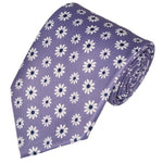Load image into Gallery viewer, TheDapperTie Men&#39;s Floral Printed Design 100% Micro Fiber 3.25&quot; W x 58&quot; L Necktie Neck Tie TheDapperTie Lavender And White

