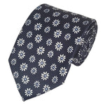 Load image into Gallery viewer, TheDapperTie Men&#39;s Floral Printed Design 100% Micro Fiber 3.25&quot; W x 58&quot; L Necktie Neck Tie TheDapperTie Navy And White
