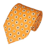 Load image into Gallery viewer, TheDapperTie Men&#39;s Floral Printed Design 100% Micro Fiber 3.25&quot; W x 58&quot; L Necktie Neck Tie TheDapperTie Gold And White
