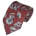 Load image into Gallery viewer, TheDapperTie Men&#39;s Floral Printed Design 100% Micro Fiber 3.25&quot; W x 58&quot; L Necktie Neck Tie TheDapperTie Burgundy And White
