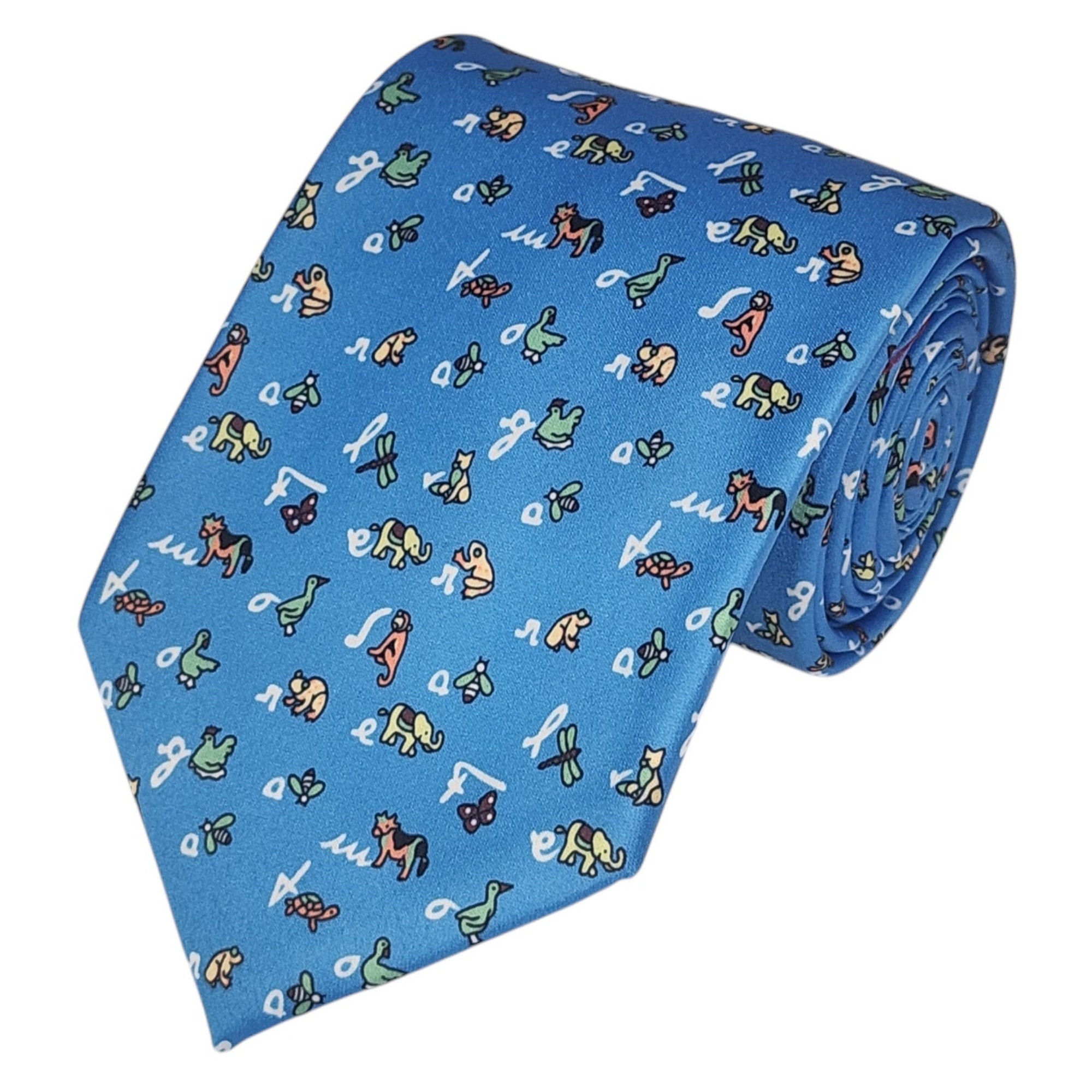 TheDapperTie Men's Animal Printed Design 100% Micro Fiber 3.25" W x 58" L Necktie Neck Tie TheDapperTie Sky Blue