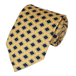 Load image into Gallery viewer, TheDapperTie Men&#39;s Geometric Printed Design 100% Micro Fiber 3.25&quot; W x 58&quot; L Necktie Neck Tie TheDapperTie Navy Blue, Yellow
