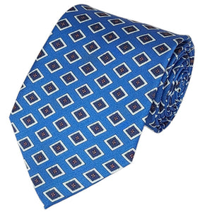 TheDapperTie Men's Geometric Printed Design 100% Micro Fiber 3.25" W x 58" L Necktie Neck Tie TheDapperTie Navy Blue, Royal Blue