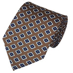 Load image into Gallery viewer, TheDapperTie Men&#39;s Geometric Printed Design 100% Micro Fiber 3.25&quot; W x 58&quot; L Necktie Neck Tie TheDapperTie Brown, Navy, Yellow

