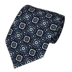 Load image into Gallery viewer, TheDapperTie Men&#39;s Geometric Printed Design 100% Micro Fiber 3.25&quot; W x 58&quot; L Necktie Neck Tie TheDapperTie Navy, Royal Blue, Gray
