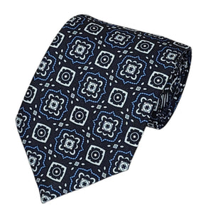 TheDapperTie Men's Geometric Printed Design 100% Micro Fiber 3.25" W x 58" L Necktie Neck Tie TheDapperTie Navy, Royal Blue, Gray