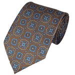 Load image into Gallery viewer, TheDapperTie Men&#39;s Geometric Printed Design 100% Micro Fiber 3.25&quot; W x 58&quot; L Necktie Neck Tie TheDapperTie Brown, Teal Blue, Gold
