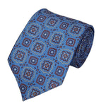 Load image into Gallery viewer, TheDapperTie Men&#39;s Geometric Printed Design 100% Micro Fiber 3.25&quot; W x 58&quot; L Necktie Neck Tie TheDapperTie Blue, Gold, Burgundy
