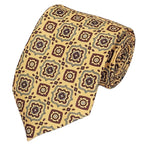 Load image into Gallery viewer, TheDapperTie Men&#39;s Geometric Printed Design 100% Micro Fiber 3.25&quot; W x 58&quot; L Necktie Neck Tie TheDapperTie Yellow, Gray, Burgundy
