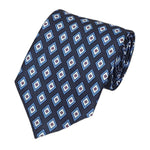 Load image into Gallery viewer, TheDapperTie Men&#39;s Geometric Printed Design 100% Micro Fiber 3.25&quot; W x 58&quot; L Necktie Neck Tie TheDapperTie Steel Blue, Navy, Burgundy
