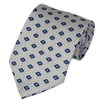 Load image into Gallery viewer, TheDapperTie Men&#39;s Geometric Printed Design 100% Micro Fiber 3.25&quot; W x 58&quot; L Necktie Neck Tie TheDapperTie Silver, Navy, White
