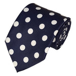 Load image into Gallery viewer, TheDapperTie Men&#39;s Polka Dots 100% Micro Fiber 3.25&quot; W x 58&quot; L Necktie Neck Tie TheDapperTie Navy Blue And White
