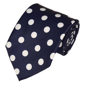 TheDapperTie Men's Polka Dots 100% Micro Fiber 3.25" W x 58" L Necktie Neck Tie TheDapperTie Navy Blue And White