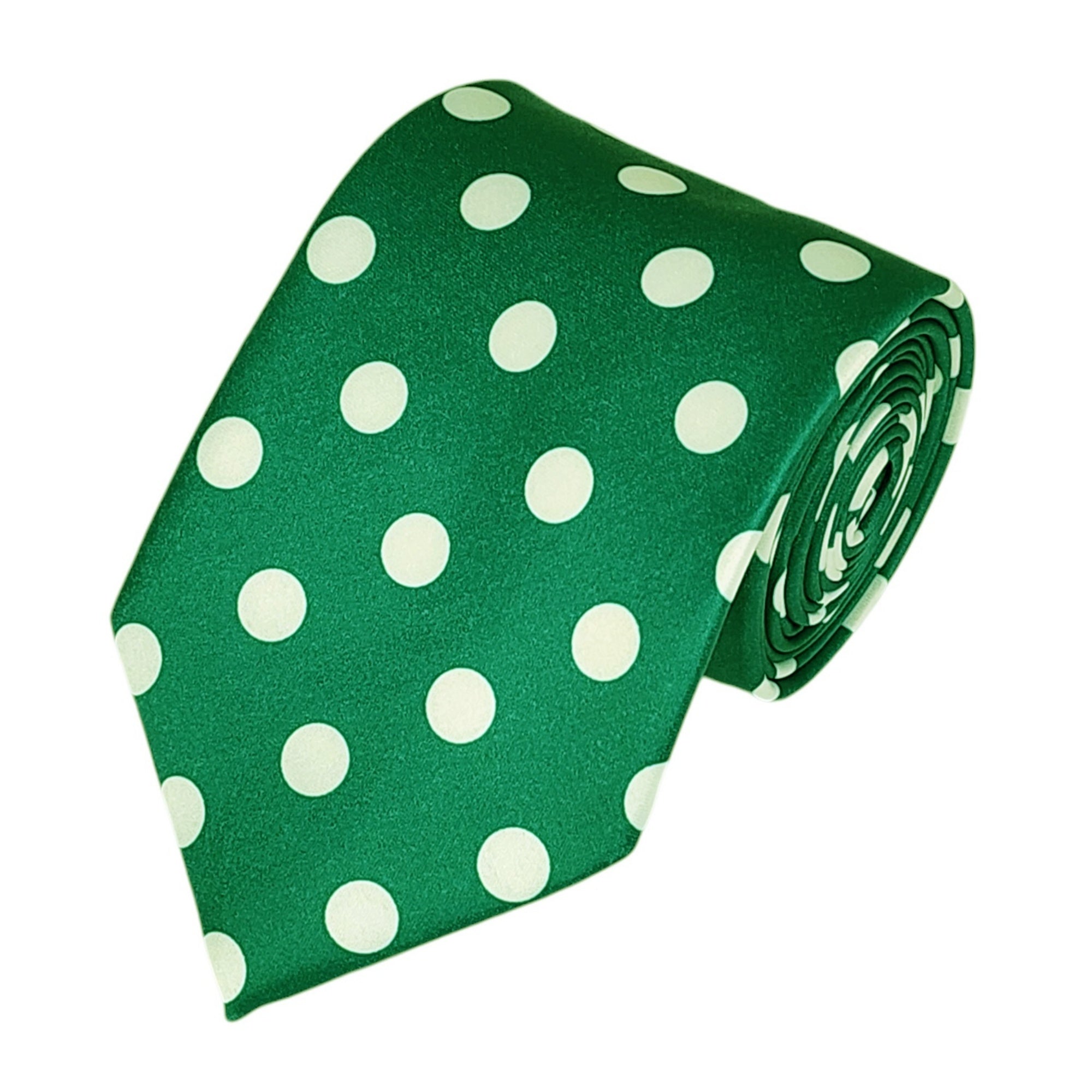 TheDapperTie Men's Polka Dots 100% Micro Fiber 3.25" W x 58" L Necktie Neck Tie TheDapperTie Green And White