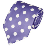 Load image into Gallery viewer, TheDapperTie Men&#39;s Polka Dots 100% Micro Fiber 3.25&quot; W x 58&quot; L Necktie Neck Tie TheDapperTie Purple And White
