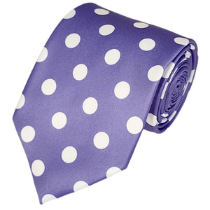 TheDapperTie Men's Polka Dots 100% Micro Fiber 3.25" W x 58" L Necktie Neck Tie TheDapperTie Purple And White