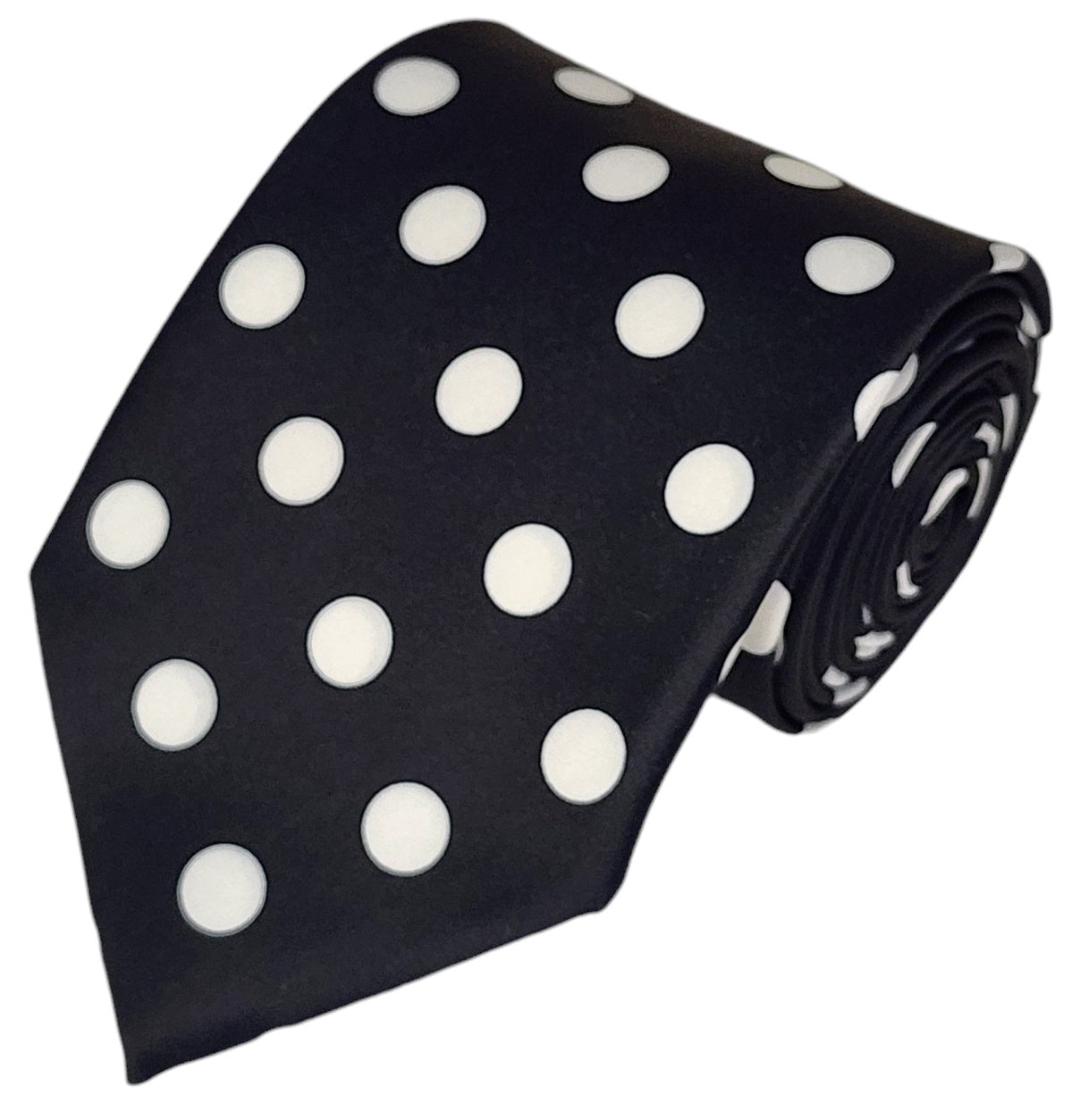 TheDapperTie Men's Polka Dots 100% Micro Fiber 3.25" W x 58" L Necktie Neck Tie TheDapperTie Black And White