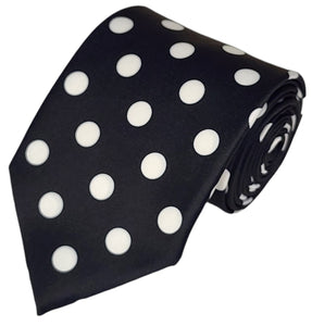 TheDapperTie Men's Polka Dots 100% Micro Fiber 3.25" W x 58" L Necktie Neck Tie TheDapperTie Black And White